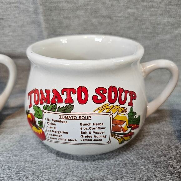 VTG Recipe Soup MUGS BOWLS CUPS SET OF 4; tomato, onion, mushroom, chicken - Picture 4 of 6